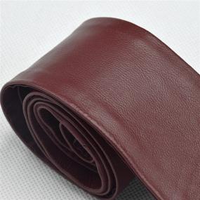 img 1 attached to 👔 BURGUNDY Solid Leather Skinny Necktie