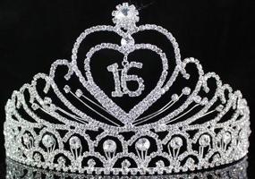 img 1 attached to Janefashions Sweet Sixteen Crystal Tiara Crown for 16th Birthday Party - Silver T1629