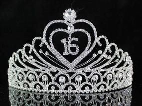 img 2 attached to Janefashions Sweet Sixteen Crystal Tiara Crown for 16th Birthday Party - Silver T1629