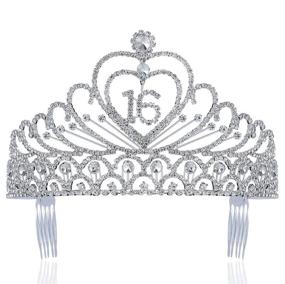 img 4 attached to Janefashions Sweet Sixteen Crystal Tiara Crown for 16th Birthday Party - Silver T1629