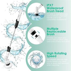 img 3 attached to Efficient Spin Scrubber: 360-degree Cordless Electric Cleaning Scrubber with Long Handle and 3 Multi-Purpose Brush Heads