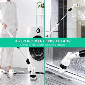 img 2 attached to Efficient Spin Scrubber: 360-degree Cordless Electric Cleaning Scrubber with Long Handle and 3 Multi-Purpose Brush Heads