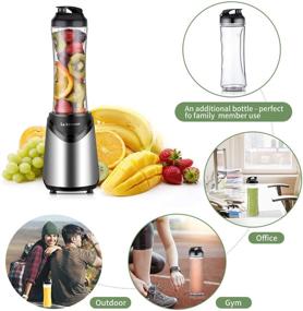 img 2 attached to 300W Personal Size Smoothie Blender with 2x 18 oz BPA-Free Bottles - Compact & Portable (Silver)