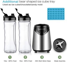 img 3 attached to 300W Personal Size Smoothie Blender with 2x 18 oz BPA-Free Bottles - Compact & Portable (Silver)