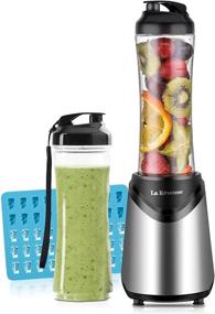 img 4 attached to 300W Personal Size Smoothie Blender with 2x 18 oz BPA-Free Bottles - Compact & Portable (Silver)