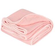 👶 premium tillyou organic muslin swaddle blanket: soft 100% cotton wrap for infants, newborns, and toddlers with pom pom accent - lightweight and large size 47x47 pink logo