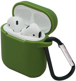 img 4 attached to Чехол HappyCover для AirPods, цвет оливковый с карабином: утолщенная ударопрочная силиконовая оболочка и пробка от пыли для зарядного футляра AirPods 2 и 1 - легкое использование на планшете снаружи, 360° защита!