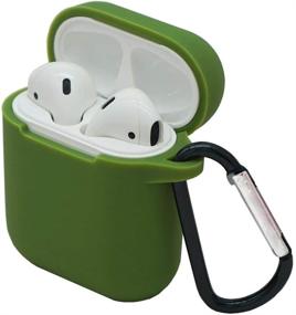 img 2 attached to Чехол HappyCover для AirPods, цвет оливковый с карабином: утолщенная ударопрочная силиконовая оболочка и пробка от пыли для зарядного футляра AirPods 2 и 1 - легкое использование на планшете снаружи, 360° защита!