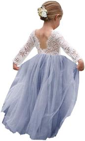 img 4 attached to Full-Length Straight Tulle Tutu Lace Back Party Flower Girl Dress for Girl Toddlers