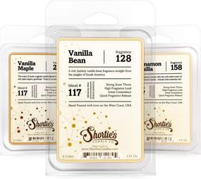 img 4 attached to Shortie's Candle Company Vanilla Wax Melts Variety Pack - Vanilla Bean, Vanilla Maple, Cinnamon Vanilla - Formula 117-3 Highly Scented 3 Oz. Bars - Crafted with Natural Oils - Vanilla Warmer Wax Cubes for Enhanced Scent Experience