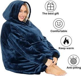 img 2 attached to Women's Sherpa Fleece Hoodie Blanket - Oversized, Warm, and Thick Hooded Sweatshirt Jacket for Adults, Teens, and Men