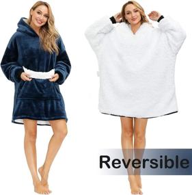 img 3 attached to Women's Sherpa Fleece Hoodie Blanket - Oversized, Warm, and Thick Hooded Sweatshirt Jacket for Adults, Teens, and Men