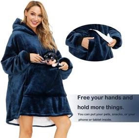 img 1 attached to Women's Sherpa Fleece Hoodie Blanket - Oversized, Warm, and Thick Hooded Sweatshirt Jacket for Adults, Teens, and Men