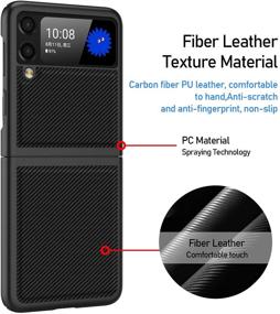 img 3 attached to 📱 MOSIKE Samsung Galaxy Z Flip 3 Slim Case - Ultra-Thin Fiber Leather Shockproof Protective Case for Z Flip 3 5G (2021), Fiber Black