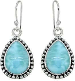 img 4 attached to 💎 Luxurious YoTreasure Larimar Teardrop Earrings in Solid 925 Sterling Silver – 10x14mm Stunning Jewelry