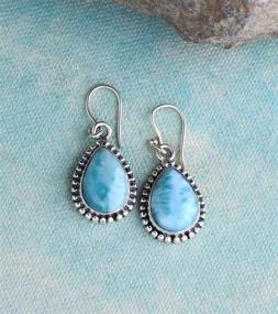 img 2 attached to 💎 Luxurious YoTreasure Larimar Teardrop Earrings in Solid 925 Sterling Silver – 10x14mm Stunning Jewelry