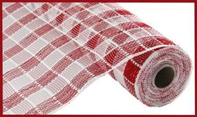 img 1 attached to Red and White Plaid Check Deco Poly Mesh Ribbon - 10 Inches x 10 Yards