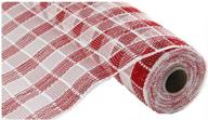 red and white plaid check deco poly mesh ribbon - 10 inches x 10 yards logo