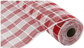 img 2 attached to Red and White Plaid Check Deco Poly Mesh Ribbon - 10 Inches x 10 Yards