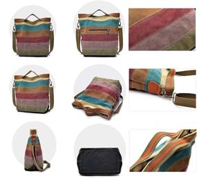 img 2 attached to Хобо-сумки из холста для женщин - многоцветная повседневная сумка-мессенджер AIRVIE с верхней ручкой и плечевыми ремнями