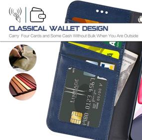 img 2 attached to 📱 Arae Case for iPhone 11 - Premium PU Leather Wallet Cover with Stand Feature, Wrist Strap, and 4-Slots for ID/Credit Cards - Blue (6.1 inch, 2019 Released)