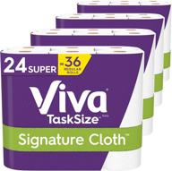 🧻 viva signature cloth paper towels, task size - 4 packs of 6 rolls (24 family rolls) = 143 sheets per roll, equivalent to 60 regular rolls logo