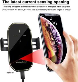 img 3 attached to Power Up on the Go with the Automatic Clamping Wireless Car Charger - 10W Fast Charging for iPhone Xs Max/XR/X/8/8Plus Samsung S10/S9/S8/Note 8 (Gold)