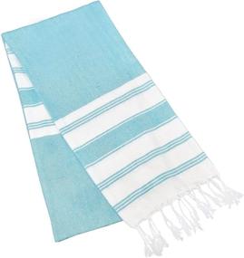 img 3 attached to 🏖️ Glamburg Peshtemal Turkish Towel 100% Cotton Beach Towels Set of 2 - Oversized 36x71 Inches, Cotton Bath Towels for Adults, Soft Durable Absorbent Extra Large Hammam Towel - Aqua Blue