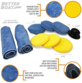 img 2 attached to Premium Microfiber Wax Applicator Pad Set for Professional Boat and Car Detailing - Marine Polish Pads, Foam Applicators, Sponges, and Cloth