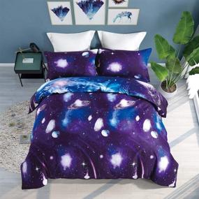 img 4 attached to 🌌 Набор постельного белья ENCOFT размера «Twin» с 3D галактикой для детей - Включает галактическую наволочку для одеяла/комфортер, 4 предмета (галактический рисунок F, Twin)
