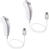 modeslab wii nunchuck controller 2 pack - replacement remote joystick gamepad compatible with wii wii u console (white) logo