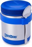 🍲 yumbox zuppa - 14 oz. wide mouth thermal food jar with removable utensil band - triple insulated stainless steel - 6 hours hot or 12 hours cold - leak proof - neptune blue логотип