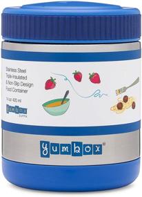 img 1 attached to 🍲 Yumbox Zuppa - 14 oz. Wide Mouth Thermal Food Jar with Removable Utensil Band - Triple Insulated Stainless Steel - 6 Hours Hot or 12 Hours Cold - Leak Proof - Neptune Blue