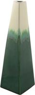 🍃 green and white glazed ceramic trapezoidal vase by deco 79 - 16" x 4 logo