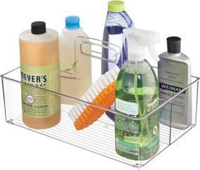 img 4 attached to 🧺 Clear Large mDesign Portable Storage Organizer Caddy Tote with Divided Bin, Handle for Bathroom, Kitchen, Laundry/Utility Closet - Ideal for Cleaning Supplies, Window Cleaner, Dust Cloths