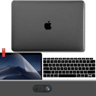 gmyle macbook air 13 inch case 2020-2018: a2337 m1 a2179 a1932 + hard shell, keyboard cover, privacy webcam cover slide, screen protector set - crystal black logo