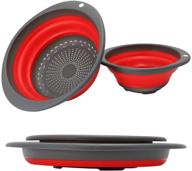 🍴 2-piece collapsible colander set - learja food-grade silicone strainers, space-saver folding kitchen colanders, sizes 8" - 2 quart and 9.5" - 3 quart, red logo