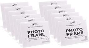 img 4 attached to 📷 Clear Acrylic Photo Booth Frames - 6x4 Inch Slanted Back Horizontal Picture or Sign Holder with Inserts - 12 Count