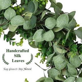 img 2 attached to 🌿 Excluronlder 22inch Artificial Eucalyptus Wreath: Vibrant Green Leaves for Farmhouse Decor, Front Door, Outdoor Windows & Walls