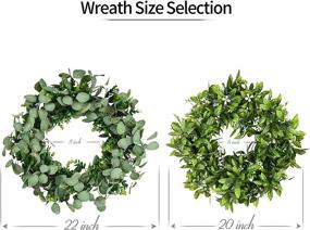 img 3 attached to 🌿 Excluronlder 22inch Artificial Eucalyptus Wreath: Vibrant Green Leaves for Farmhouse Decor, Front Door, Outdoor Windows & Walls