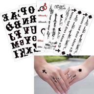 🖐️ set of 5 letter decal temporary body finger wrist art for women men - fake black tattoo sticker sheets logo