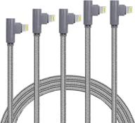 🔌 high quality mfi certified 5pack right angle lightning cable 90 degree iphone charging cable - compatible with iphone 12 11 pro max xr xs max x 10 8 7 6s 6 plus 5 5s se 2020, ipad pro - grey (3ft/6ft/6ft10ft/10ft) logo