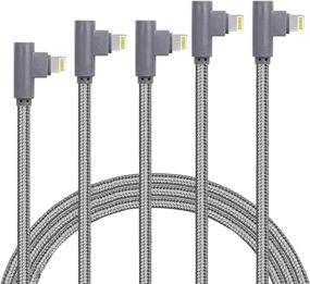 img 4 attached to 🔌 High Quality MFI Certified 5Pack Right Angle Lightning Cable 90 Degree iPhone Charging Cable - Compatible with iPhone 12 11 Pro Max XR XS Max X 10 8 7 6s 6 Plus 5 5s SE 2020, iPad Pro - Grey (3ft/6ft/6ft10ft/10ft)