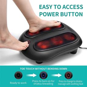 img 2 attached to 🦶 Nekteck Foot Massager with Heat: Shiatsu Electric Massager Machine for Plantar Fasciitis, Infrared Heat & Power Cord Included