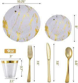 img 2 attached to 🍽️ Elegant Marble Design Dinnerware Set - JOLLY PARTY 180PCS Disposable Dinnerware Set 30 Guest