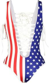 img 3 attached to 👙 Stylish and Sexy Women's Swimsuit: Patriotic America Flag Fringe Bandage Monokini Suit - Stand Out in Patriotic One Piece Swimwear