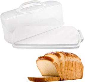 img 2 attached to 🍞 Transparent Lid Portable Bread Box with Handle for Loaf Cake Storage, Pastries, Donuts, Bread Rolls, Buns, Baguettes