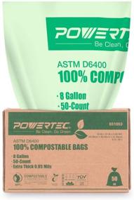 img 4 attached to POWERTEC 8 Gallon Compostable Bags - 50 Count, 30 Liter Capacity, 0.85 Mil Thickness - US BPI & European OK Compost Home Certified, 100% Sustainable Green Products