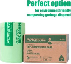 img 3 attached to POWERTEC 8 Gallon Compostable Bags - 50 Count, 30 Liter Capacity, 0.85 Mil Thickness - US BPI & European OK Compost Home Certified, 100% Sustainable Green Products