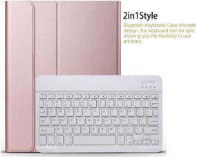 img 3 attached to Samsung Galaxy Tab A7 10.4 Keyboard Leather Case 📱 | Rose Gold | 7-Color Backlit | Slim & Wireless Bluetooth